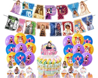 Tay-Lor S-wift Birthday Party Decors, Custom Tay-Lor Birthday Banners, Tay-Lor Birthday Balloons, Birthday Cake Toppers, Party Supplies