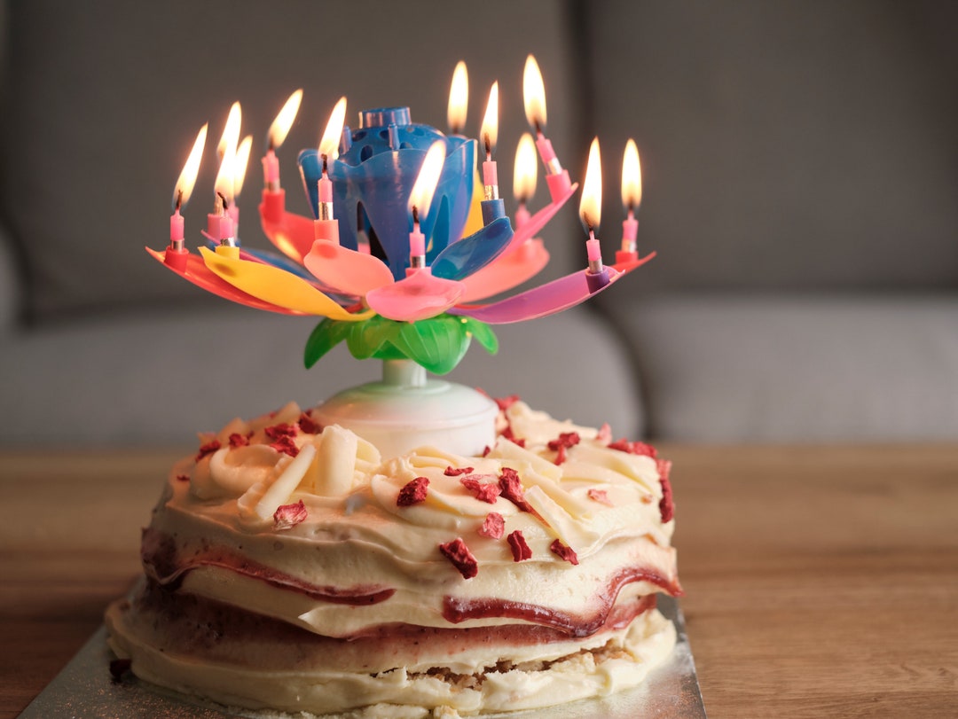 Music Birthday Candle, Musical Lotus Birthday Candle, Birthday Cake