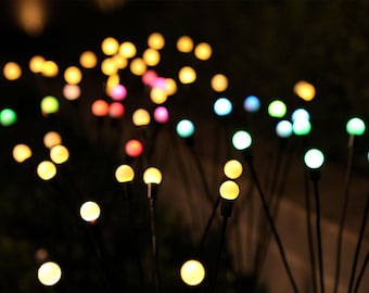 Luces de luciérnaga para jardín al aire libre, luces impermeables con energía solar, 1 paquete con 10 bombillas LED, regalo decorativo de Navidad, decoración de jardín