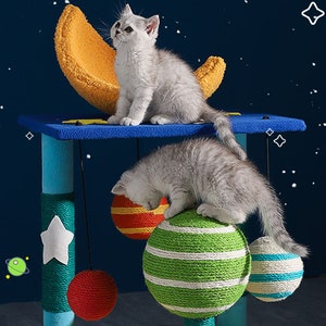 Starry Sky Cat Tree, Cat Tower, Cat Climbing Frame, Cat Scratch Board, Cat Scratch Post, Cat Condo with Sisal Scratching Post, Cat Supplies