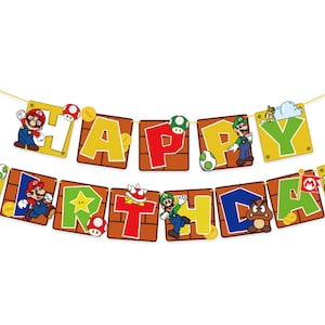 Fondo de Super Mario para niño, cartel de cumpleaños para niños de 5x3  pies, decoraciones para fiesta de cumpleaños de Mario, suministros de baño  para bebé