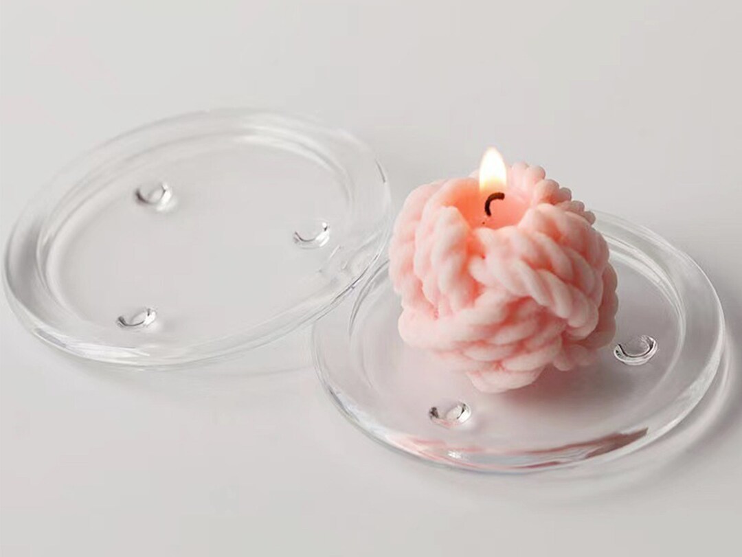 Clear Glass Candle Plates, Pillar Candle Holder Plates for Weddings