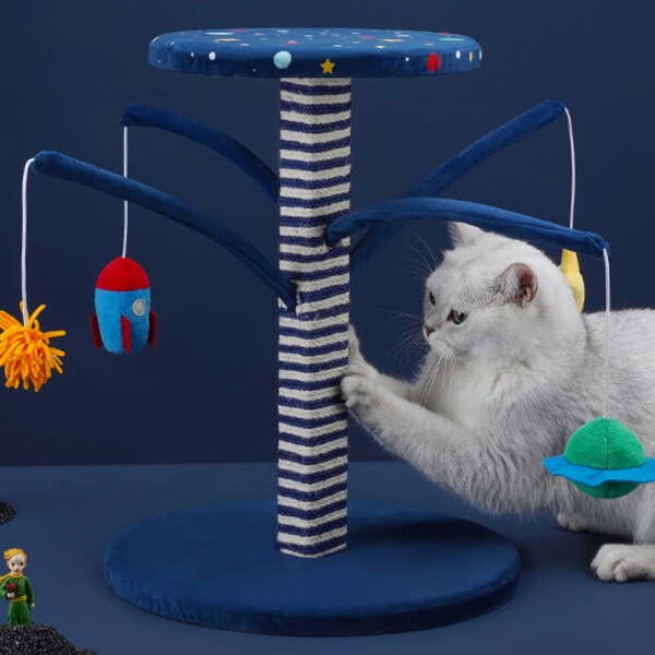 Starry Sky Cat Tree, Cat Tower, Cat Climbing Frame, Cat Scratching Board, Cat Condo with Sisal Scratching Post, Drops Cat Scratcher