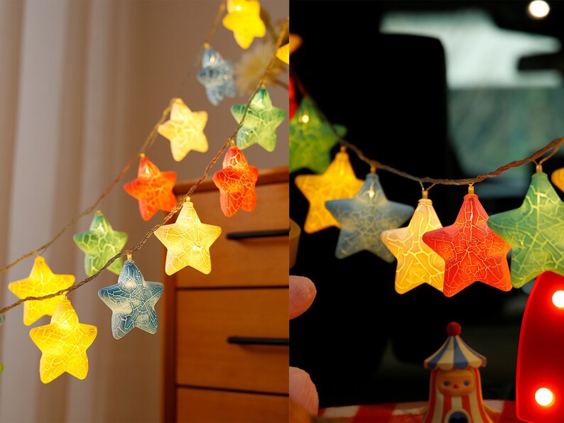 Textured Cracked Star Fairy String Lights 20 LED 3-meter Warm - Etsy