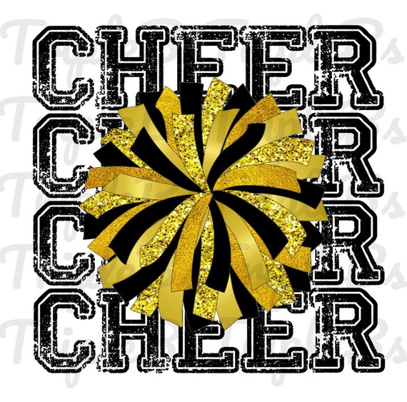 Cheer Black/gold Distressed PNG Digital Download - Etsy