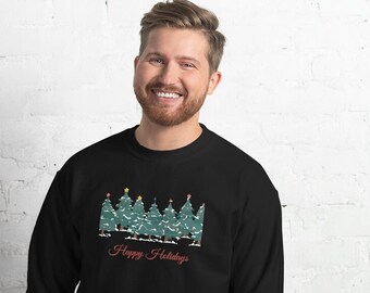 Christmas Jumper sweater Happy Holidays Trees Sweatshirt Snow