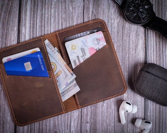 Genuine Leather Men’s Wallet – Handmade Bifold Wallet Gift for Him - Personalized Leather Wallet for Men – Handmade Gift - Slim Bifold