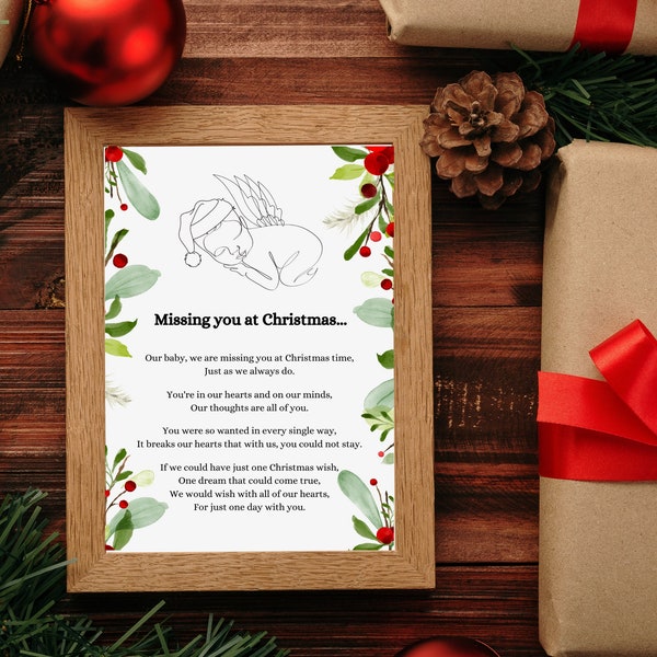 Baby Loss Christmas Gift, Christmas Memorial Gift, Baby Loss, Stillborn, Angel Baby Christmas, Christmas Poem, Infant Loss, Christmas Gift