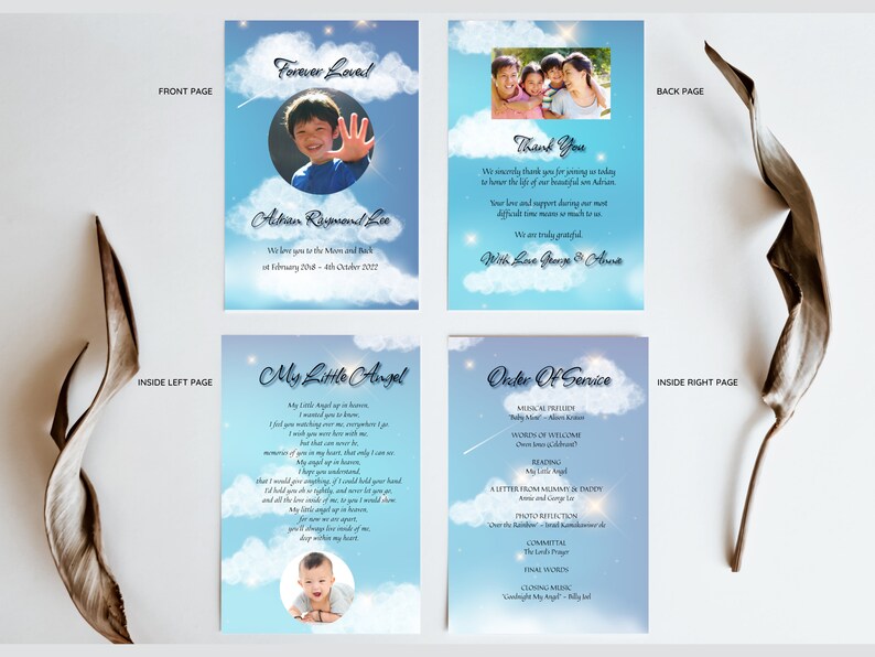 Child or Baby Funeral Program, Child or Baby Order of Service, Editable