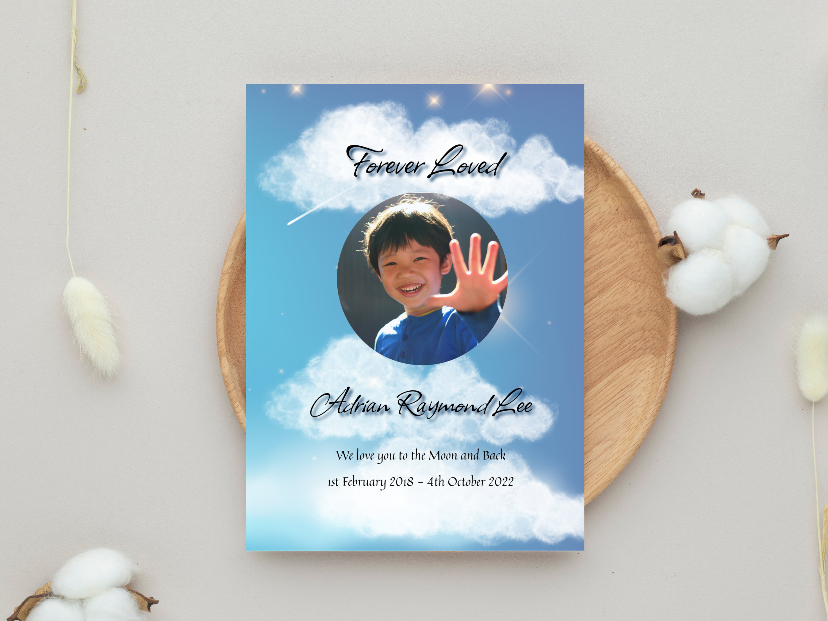 Child or Baby Funeral Program, Child or Baby Order of Service, Editable