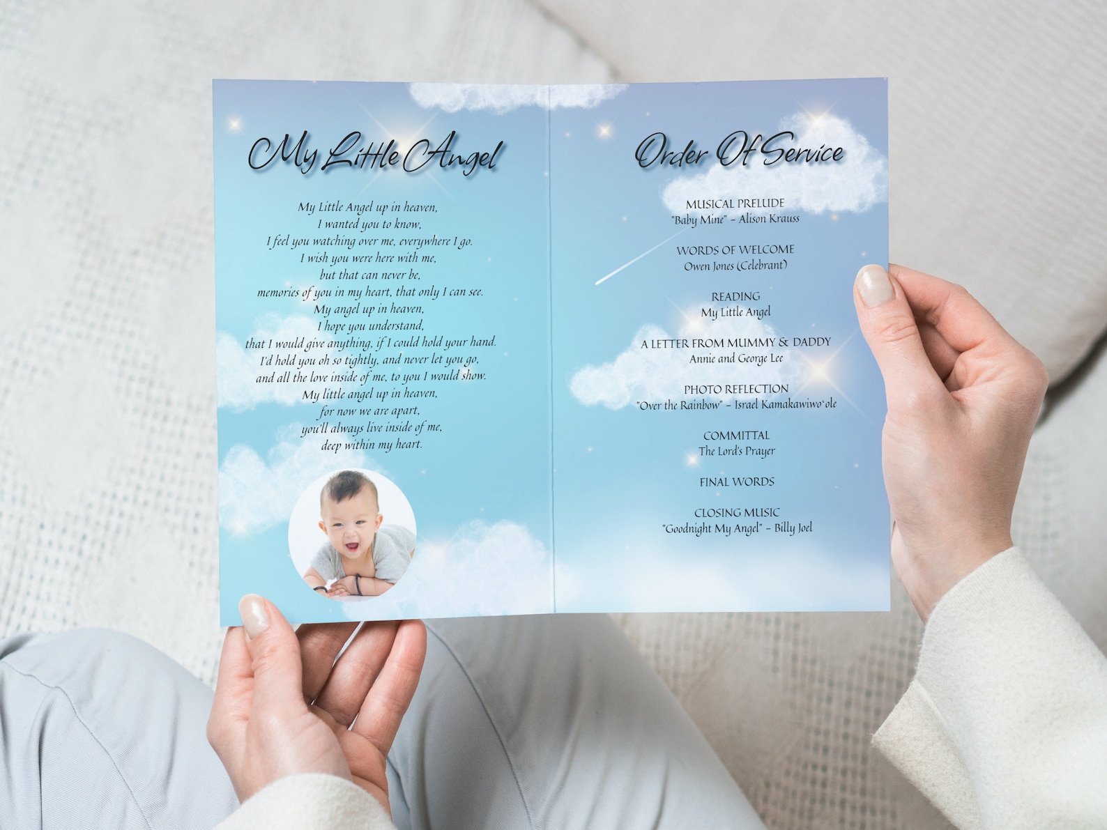 Child or Baby Funeral Program, Child or Baby Order of Service, Editable