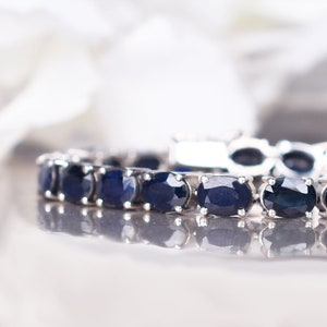 Unique Blue Sapphire Bracelet, Tennis Bracelet, Blue Gemstone Bracelet, Oval Shaped Bracelet, Sapphire Jewelry, Personalized Gifts for her