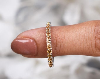 Anillo apilable de plata de ley con citrino de Madeira