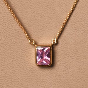 Pink Sapphire Pendant necklace, Sapphire Pendant, solitaire necklace, Jewelry, Women&#39;s Necklace, Pink Sapphire Necklace, Wife Birthday Gifts