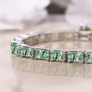 Green Moss Agate Bracelet For Women, Moss Agate Tennis Bracelets, Mom Anniversary Gifts Green Gemstone Bracelet Jewelry Unique Gift For Her
