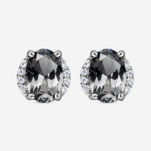 Beautiful Grey Earring Stud, Smokey Gery Earring, Everyday Earring Studs, Black Diamond Earring, Women Earring, Anniversary Gifts For Love