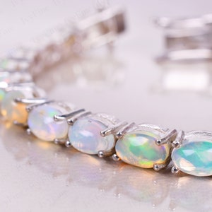 Unique Opal Bracelet, Opal Chain Bracelet, Bridal Bracelet, Line Bracelet, Dainty Bracelet, Silver plated opal Bracelet, Opal jewelry