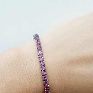 Ruby Chain bracelet, Tennis bracelet, Wedding Engagement Gifts, Gemstone Bracelet, Bridal Jewelry, Gifts For Mom, Round Cut Ruby Bracelets