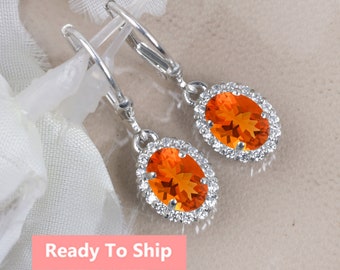 Fire opal earring ,Dangle & Drop Earring, Orange Gemstone Earring, Unique Bridal earring, Personalized Gifts ,Earring for Women,Gift For Her