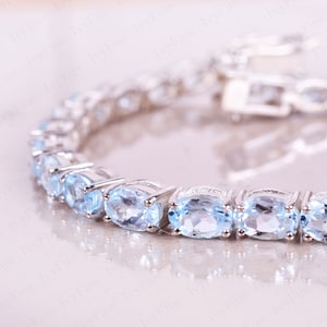 Aquamarine Bracelet, Aquamarine Chain Bracelet, Stone Bracelet, Women Bracelet, Bridal Bracelet, Aqua Dainty Bracelet, Birthstone Jewelry