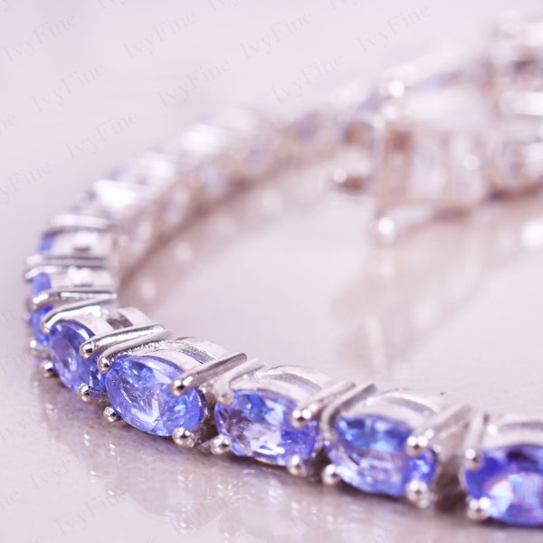 AAA Tanzanite Bracelet, Tanzanite Bracelet Chain, Birthstone Bracelet, Tennis Bracelet, Line Bracelet, Women Bracelet, Anniversary Gift