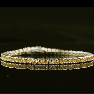 Citrine Wedding Bracelet, Unique Tennis Bracelet For Women, Natural Gemstone, Round 3MM Citrine Bracelet, Line Bracelet, Birthstone jewelry