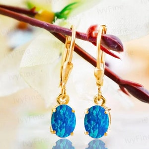 Blau peruanische Opal Ohrringe, Hochzeitsgeschenke, Opal Brisur Ohrring, Birthstone Schmuck, Braut Ohrring, Blauer Stein Ohrring, Geschenke für Mutter
