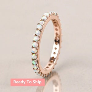 Opal Eternity Wedding Band, Opal Band For Women, Stacking Ring, Dainty Opal Ring, Birthstone Jewelry, Anniversary Gifts, Promise Ring, Gifts