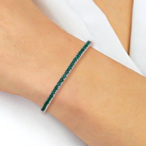 Green Onyx Bracelet Mother Daughter gift Onyx Chain Bracelet Round Green Bracelet Chain Birthday Gift For Her Bridal Jewelry Tennis Bracelet