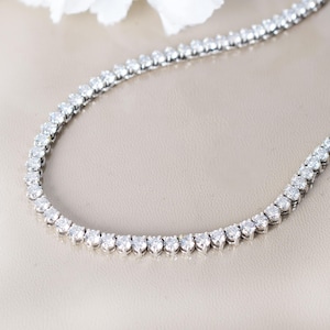 Moissanite Tennis Necklace, Chain Necklace, Unique Jewelry, Line Necklace, Wedding Gift, Bridal Necklace Women Necklace, Bridal Gift for her