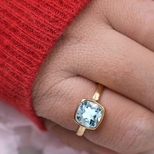 Natural Aquamarine Engagement Ring, Proposal Ring, Aquamarine Wedding Ring, Aquamarine Ring,  birthday & anniversary Gift, birthstone Ring