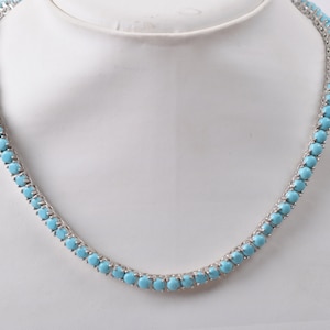 Sleeping Beauty Turquoise Tennis Necklace, Anniversary Gifts, Necklace For Women, Line Necklace,Round Shaped Necklace ,Unique Bridal Jewelry
