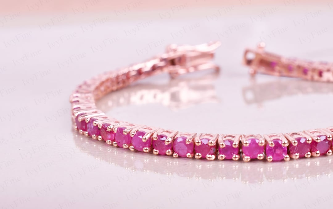 Ruby Bracelet Ruby Wedding Anniversary Bracelet Ruby Line Etsy