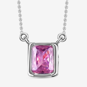 Pink Sapphire necklace, Sapphire Pendant, Birthday gift, solitaire necklace, Birthstone Jewelry, Women&#39;s Necklace, anniversary Gifts for her