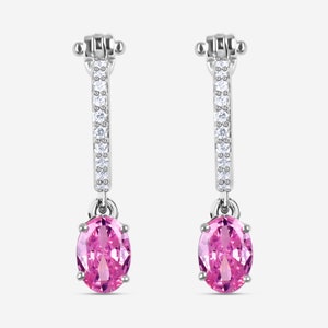 Pink Sapphire Leverback Earring, Sapphire Dangle Earring, bridal Gifts For Her, Pink Oval Sapphire Earring, Women Earring, Unique Jewelry
