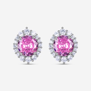 Pink Sapphire Stud Earring, Bridal Earring, Round Shaped Diamond Earring, Sapphire Jewelry, Unique earring, Personalized Gifts, gift for her