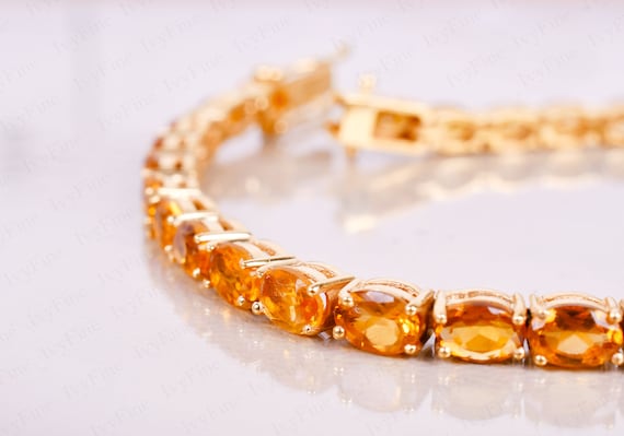 Madeira Citrine Bracelet Citrine Tennis Bracelet Line Bracelet Ovalcut Bracelet Women Chain Bracelet Yellow Gold Bracelet Gift for Her Etsy UK