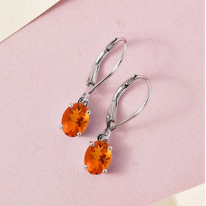 Opal Earring ,Fire Opal Earring, Opal Drop Earring, Christmas Gift, Orange Earring, Opal Gold Earring, Leverback earring, Anniversary Gifts
