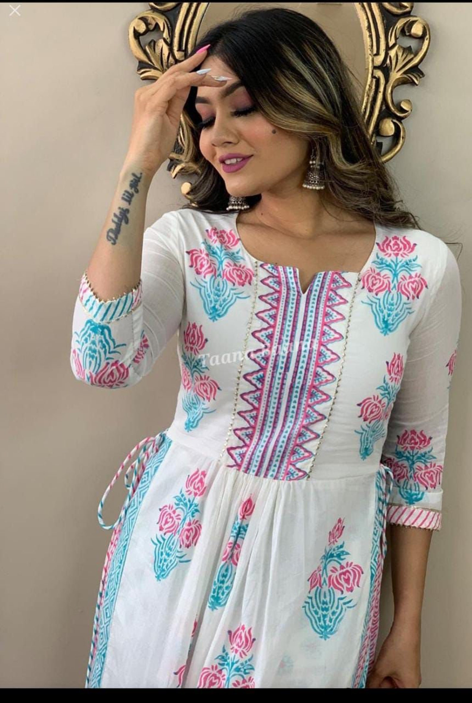 Designer Rayon Nyra Cut Kurta Set With Pant Palazzo for Women Etsy