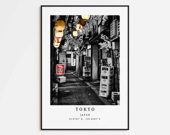 Poster Tokyo, impression Japon, photo de rue de Tokyo, impression noir et blanc, poster de voyage