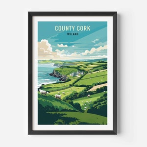County Cork Print, Ireland Poster, Cork Illustration, Travel poster