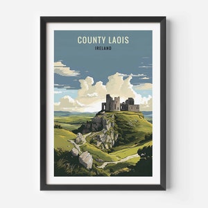 Impression du comté de Laois, affiche d'Irlande, Rock of Dunamase, affiche du comté de Laois, affiche de voyage