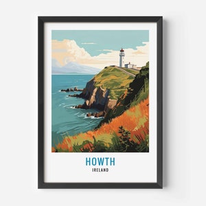 Impressão de Howth, pôster da Irlanda, caminhada no penhasco de Howth, ilustração de Howth, pôster de viagem