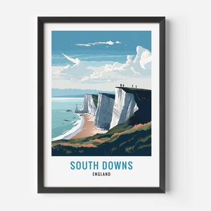 South Downs Print, South Downs Poster, England Poster, South Downs wall art, Travel poster
