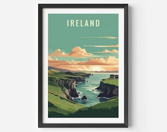 Ireland Travel Poster: Irish Landscape Art Print