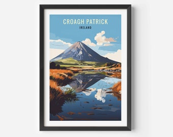 Stampa di Croagh Patrick: poster di viaggio sull'Irlanda