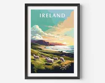 Ireland Travel Poster: Irish Landscape Art Print