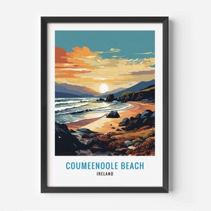 Stampa della spiaggia di Coumeenoole, poster dell'Irlanda, poster del paesaggio irlandese, stampa della spiaggia dell'Irlanda, poster di viaggio