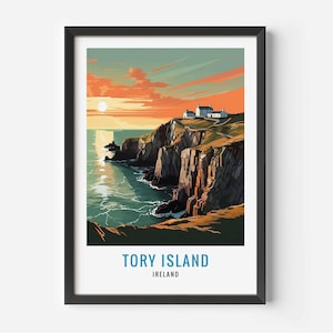 Stampa di Tory Island, poster dell'Irlanda, arte murale di Tory Island, illustrazione di Tory Island, poster di viaggio