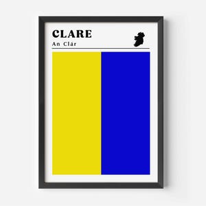 Impression du drapeau Clare, impression du comté de Clare, affiche Clare, drapeau Clare, Clare GAA